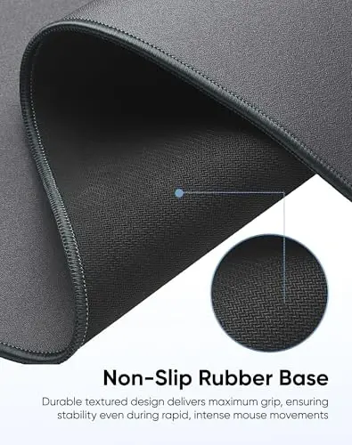 Reniteco Waterproof Large Gaming Mouse Pad with Durable Stitched Edges, Non-Slip Rubber Base, Grainy Jacquard Mouse Mat Desk Pad for Home Office Gaming, 27.6