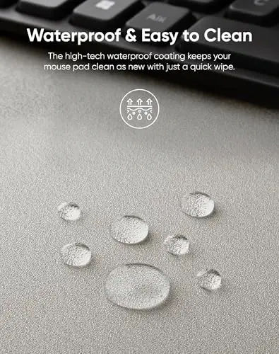 Reniteco Waterproof Large Gaming Mouse Pad with Durable Stitched Edges, Non-Slip Rubber Base, Grainy Jacquard Mouse Mat Desk Pad for Home Office Gaming, 31.5''x11.8''x0.12'', Matte Beige - 4