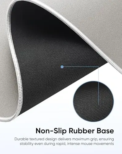 Reniteco Waterproof Large Gaming Mouse Pad with Durable Stitched Edges, Non-Slip Rubber Base, Grainy Jacquard Mouse Mat Desk Pad for Home Office Gaming, 31.5''x11.8''x0.12'', Matte Beige - 5