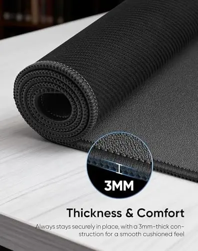 Reniteco Waterproof Large Gaming Mouse Pad with Durable Stitched Edges, Non-Slip Rubber Base, Grainy Jacquard Mouse Mat Desk Pad for Home Office Gaming, 31.5''x11.8''x0.12'', Matte Black - 6