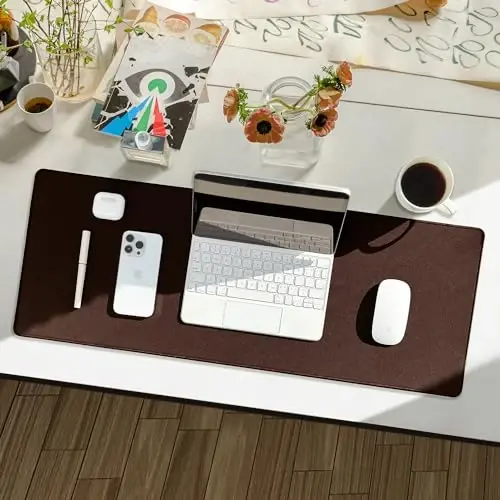 Reniteco Waterproof Large Gaming Mouse Pad with Durable Stitched Edges, Non-Slip Rubber Base, Grainy Jacquard Mouse Mat Desk Pad for Home Office Gaming, 31.5''x11.8''x0.12'', Matte Brown - 2