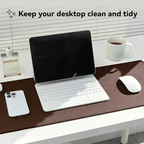 Reniteco Waterproof Large Gaming Mouse Pad with Durable Stitched Edges, Non-Slip Rubber Base, Grainy Jacquard Mouse Mat Desk Pad for Home Office Gaming, 31.5''x11.8''x0.12'', Matte Brown - 7