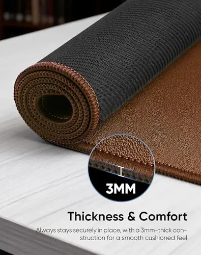 Reniteco Waterproof Large Gaming Mouse Pad with Durable Stitched Edges, Non-Slip Rubber Base, Grainy Jacquard Mouse Mat Desk Pad for Home Office Gaming, 31.5''x11.8''x0.12'', Matte Brown - 6