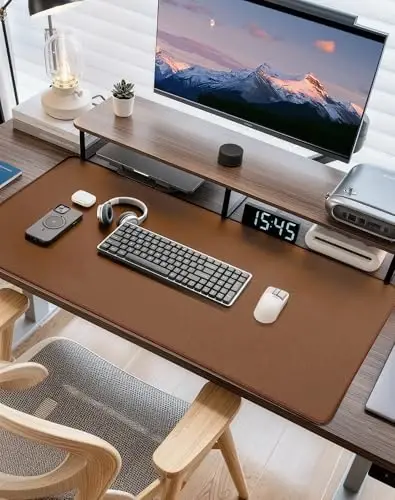 Reniteco Waterproof Large Gaming Mouse Pad with Durable Stitched Edges, Non-Slip Rubber Base, Grainy Jacquard Mouse Mat Desk Pad for Home Office Gaming, 31.5''x11.8''x0.12'', Matte Brown - RENITECO (1)