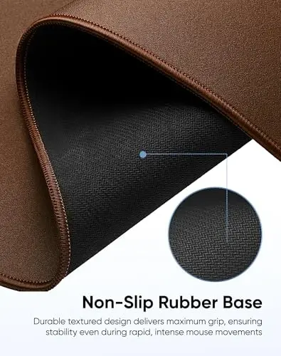 Reniteco Waterproof Large Gaming Mouse Pad with Durable Stitched Edges, Non-Slip Rubber Base, Grainy Jacquard Mouse Mat Desk Pad for Home Office Gaming, 31.5''x11.8''x0.12'', Matte Brown - 5