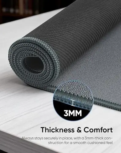 Reniteco Waterproof Large Gaming Mouse Pad with Durable Stitched Edges, Non-Slip Rubber Base, Grainy Jacquard Mouse Mat Desk Pad for Home Office Gaming, 31.5''x11.8''x0.12'', Matte Gray - 6