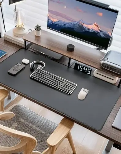 Reniteco Waterproof Large Gaming Mouse Pad with Durable Stitched Edges, Non-Slip Rubber Base, Grainy Jacquard Mouse Mat Desk Pad for Home Office Gaming, 31.5''x11.8''x0.12'', Matte Gray - 2