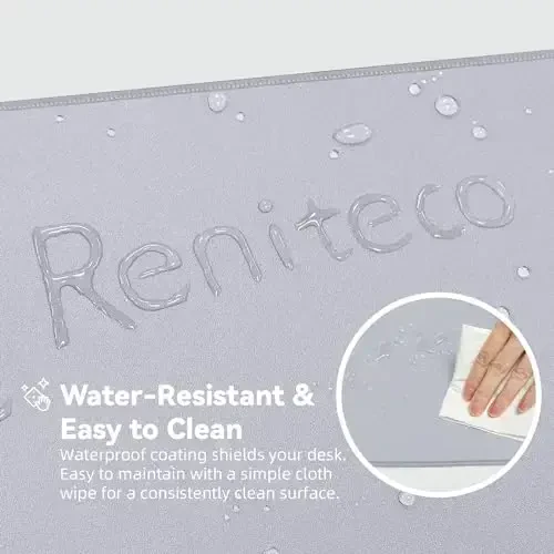 Reniteco Waterproof Large Gaming Mouse Pad with Durable Stitched Edges, Non-Slip Rubber Base, Grainy Jacquard Mouse Mat Desk Pad for Home Office Gaming, 31.5''x11.8''x0.12'', Matte Light Gray - 6