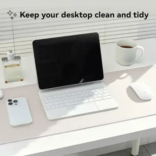 Reniteco Waterproof Large Gaming Mouse Pad with Durable Stitched Edges, Non-Slip Rubber Base, Grainy Jacquard Mouse Mat Desk Pad for Home Office Gaming, 35.4''x15.7''x0.12'', Beige - 2