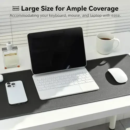 Reniteco Waterproof Large Gaming Mouse Pad with Durable Stitched Edges, Non-Slip Rubber Base, Grainy Jacquard Mouse Mat Desk Pad for Home Office Gaming, 35.4''x15.7''x0.12'', Deep Gray - 2