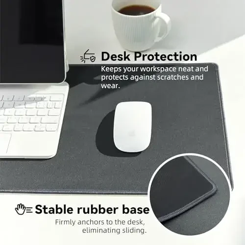 Reniteco Waterproof Large Gaming Mouse Pad with Durable Stitched Edges, Non-Slip Rubber Base, Grainy Jacquard Mouse Mat Desk Pad for Home Office Gaming, 35.4''x15.7''x0.12'', Deep Gray - 5
