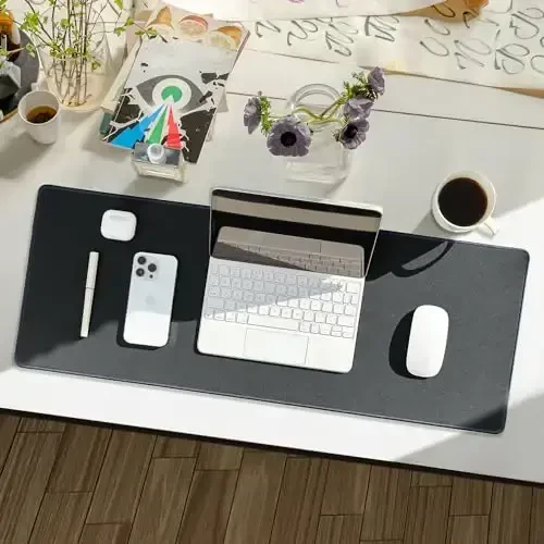 Reniteco Waterproof Large Gaming Mouse Pad with Durable Stitched Edges, Non-Slip Rubber Base, Grainy Jacquard Mouse Mat Desk Pad for Home Office Gaming, 35.4''x15.7''x0.12'', Deep Gray - 7