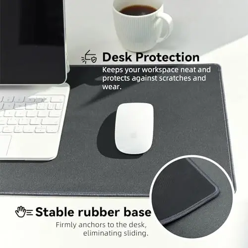 Reniteco Waterproof Large Gaming Mouse Pad with Durable Stitched Edges, Non-Slip Rubber Base, Grainy Jacquard Mouse Mat Desk Pad for Home Office Gaming, 35.4''x15.7''x0.12'', Deep Gray - 5