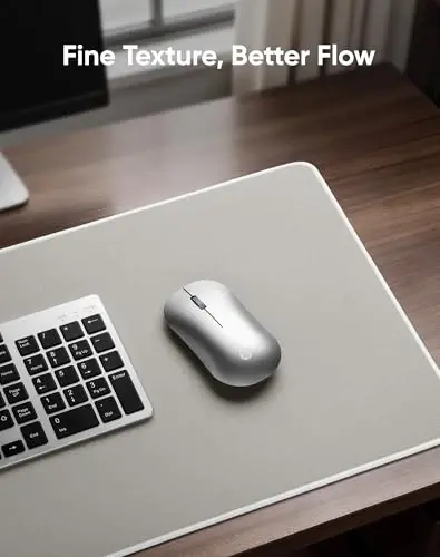 Reniteco Waterproof Large Gaming Mouse Pad with Durable Stitched Edges, Non-Slip Rubber Base, Grainy Jacquard Mouse Mat Desk Pad for Home Office Gaming, 35.4''x15.7''x0.12'', Matte Beige - 3