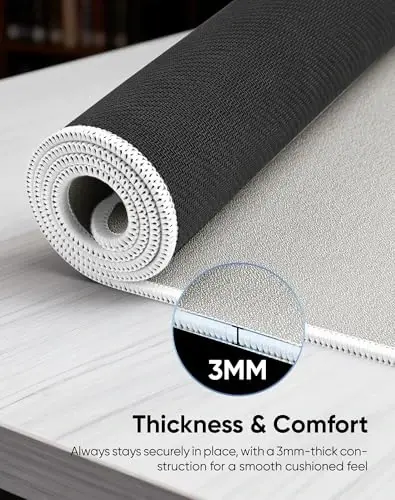 Reniteco Waterproof Large Gaming Mouse Pad with Durable Stitched Edges, Non-Slip Rubber Base, Grainy Jacquard Mouse Mat Desk Pad for Home Office Gaming, 35.4''x15.7''x0.12'', Matte Beige - 6