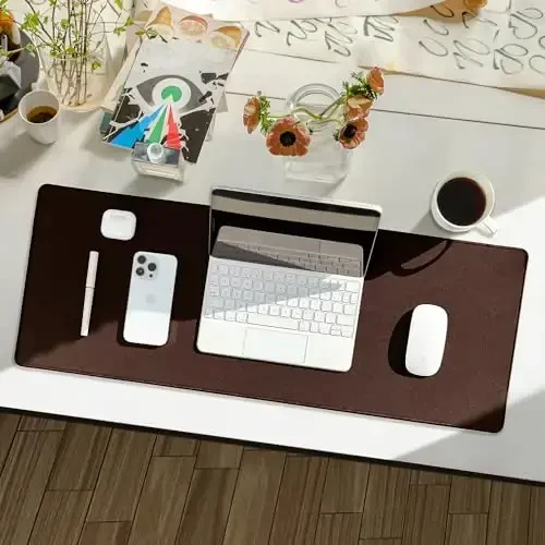 Reniteco Waterproof Large Gaming Mouse Pad with Durable Stitched Edges, Non-Slip Rubber Base, Grainy Jacquard Mouse Mat Desk Pad for Home Office Gaming, 35.4''x15.7''x0.12'', Matte Brown - 2