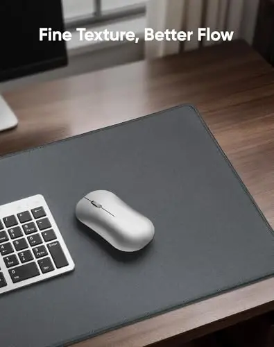 Reniteco Waterproof Large Gaming Mouse Pad with Durable Stitched Edges, Non-Slip Rubber Base, Grainy Jacquard Mouse Mat Desk Pad for Home Office Gaming, 35.4''x15.7''x0.12'', Matte Gray - 3