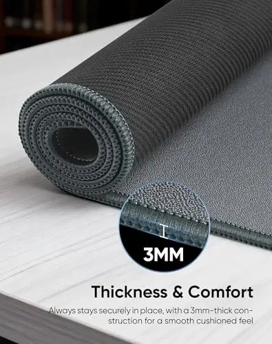 Reniteco Waterproof Large Gaming Mouse Pad with Durable Stitched Edges, Non-Slip Rubber Base, Grainy Jacquard Mouse Mat Desk Pad for Home Office Gaming, 35.4''x15.7''x0.12'', Matte Gray - 6