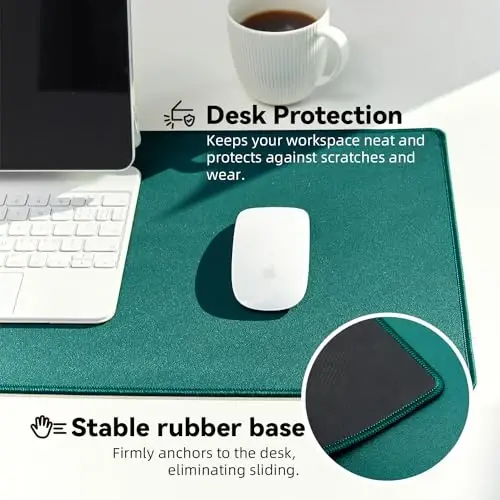 Reniteco Waterproof Large Gaming Mouse Pad with Durable Stitched Edges, Non-Slip Rubber Base, Grainy Jacquard Mouse Mat Desk Pad for Home Office Gaming, 35.4''x15.7''x0.12'', Matte Green - 4