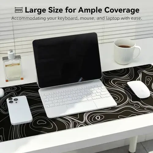 Reniteco Waterproof Large Gaming Mouse Pad with Durable Stitched Edges, Non-Slip Rubber Base, Smooth Surface Mouse Mat Desk Pad for Home Office Gaming, 31.5