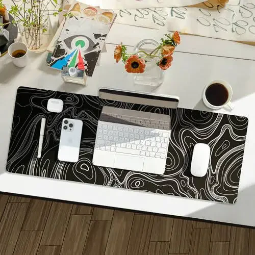 Reniteco Waterproof Large Gaming Mouse Pad with Durable Stitched Edges, Non-Slip Rubber Base, Smooth Surface Mouse Mat Desk Pad for Home Office Gaming, 31.5