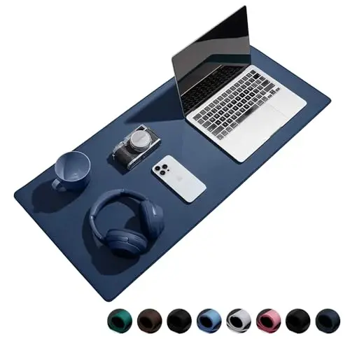 Reniteco Waterproof Large Gaming Mouse Pad with Durable Stitched Edges, Non-Slip Rubber Base, Grainy Jacquard Mouse Mat Desk Pad for Home Office Gaming, 35.4''x15.7''x0.12'', Matte Navy Blue - RENITECO