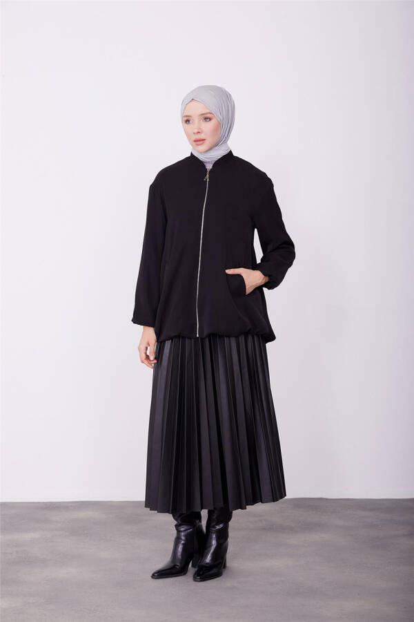 Armine Astarı Renkli Bomber Ceket 23K5403 Siyah - 9