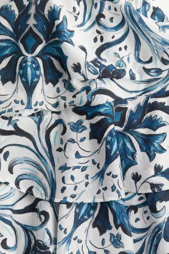 Farbalalı Elbise - Beyaz/Mavi çiçekli - H&M (1)