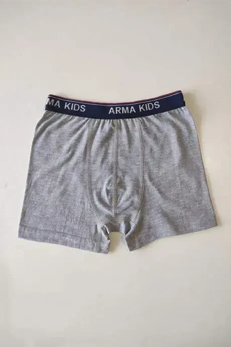 Renkli Erkek Çocuk Düz Boxer 3'lü Paket Pamuklu Likralı - 5