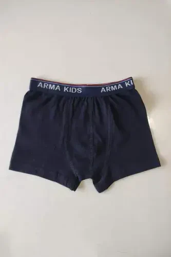 Renkli Erkek Çocuk Düz Boxer 3'lü Paket Pamuklu Likralı - 6