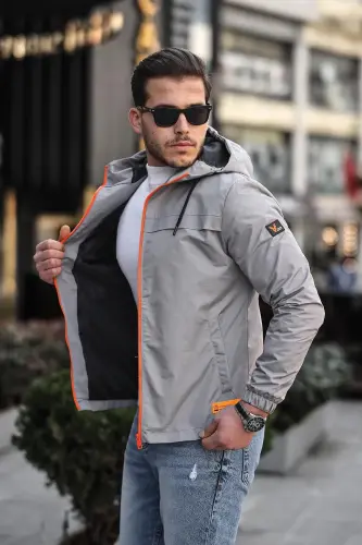 Renkli Fermuarlı Yağmurluk Mevsimlik PLDP 2920-GRİ - 2