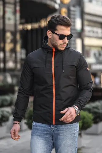 Renkli Fermuarlı Yağmurluk Mevsimlik PLDP 2920-SİYAH - 3