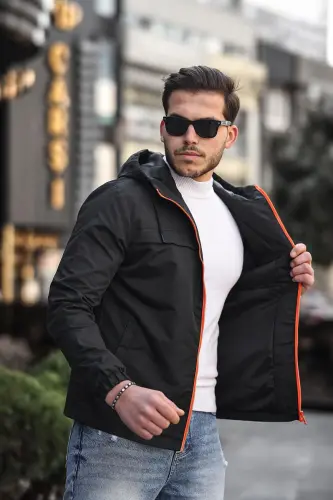 Renkli Fermuarlı Yağmurluk Mevsimlik PLDP 2920-SİYAH - BYTREND (1)