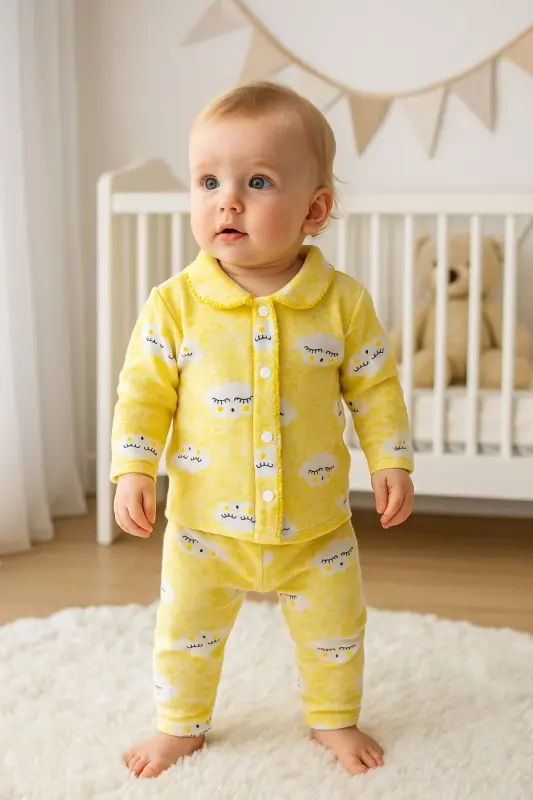 Renkli ikili uğur böceği pamuk bebek takımı-Sarıu.böc - ANNE DOKUNUŞU GIBI KUZUM BEBE