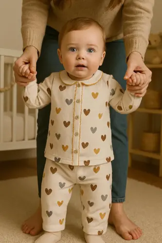 Renkli ikili uğur böceği pamuk bebek takımı-Turuncu.böc - 4