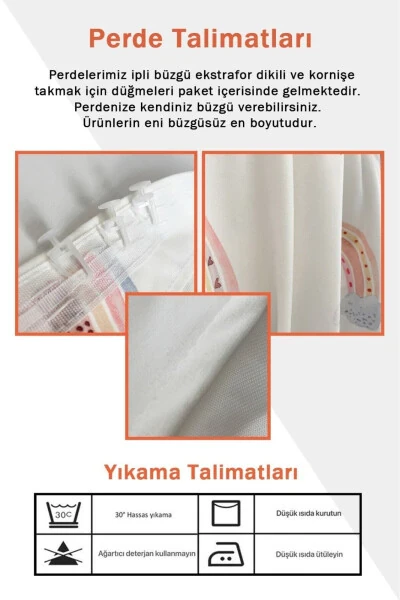 Renkli Kalpler Desen Kadife Bebek Ve Çocuk Odası Fon Perde - Modazone (1)