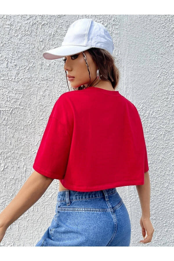 Renkli Oversize Crop Tshirt - 12