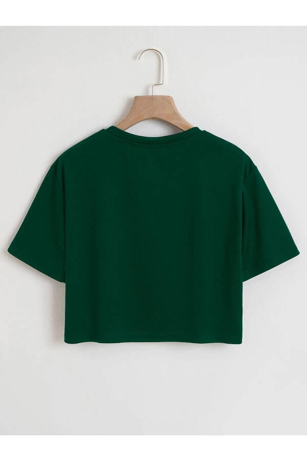 Renkli Oversize Crop Tshirt-YEŞİL - 5