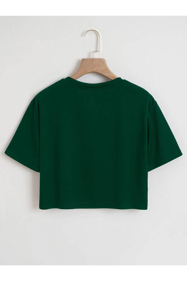 Renkli Oversize Crop Tshirt-YEŞİL - 2
