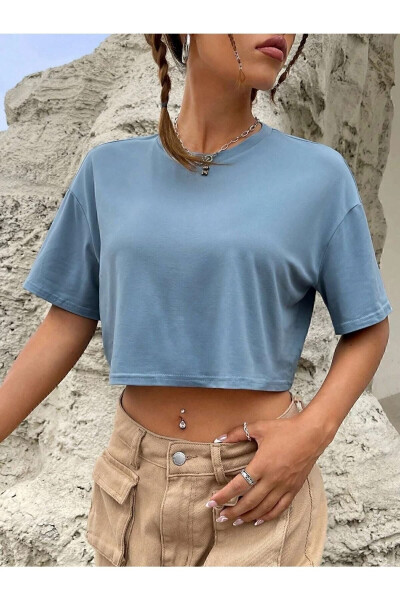 Renkli Oversize Crop Tshirt - 1