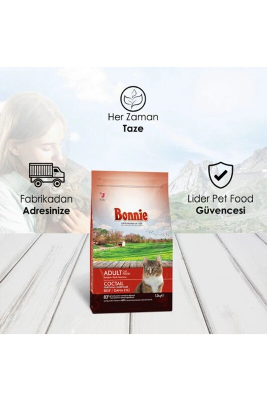 Renkli Taneli Dana Etli Yetişkin Kedi Maması 1,5 Kg X 3 - 1