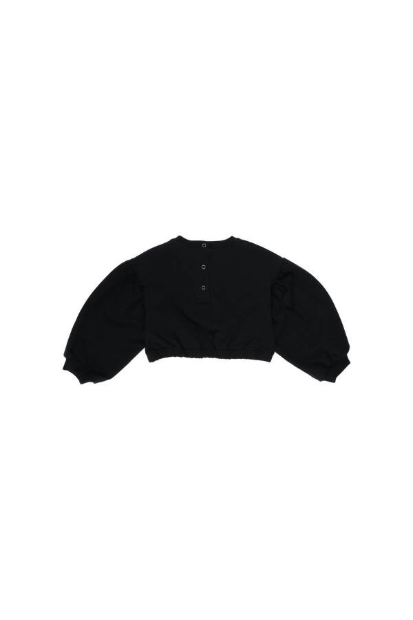 Renkli yazı nakışlı crop sweatshirt - 8