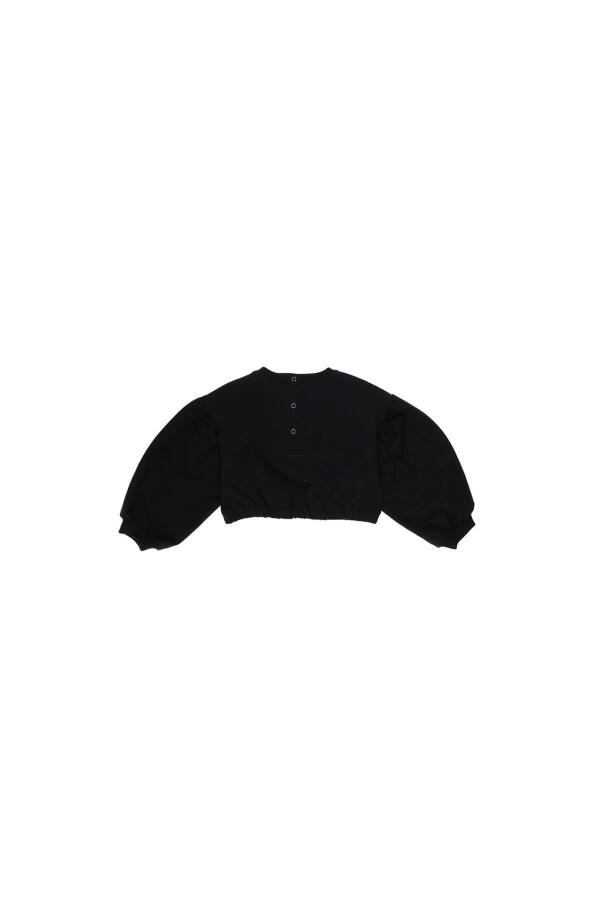 Renkli yazı nakışlı crop sweatshirt - 5