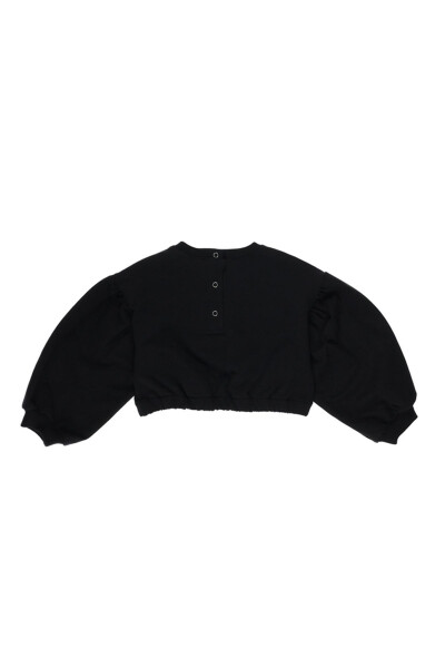 Renkli yazı nakışlı crop sweatshirt - 2