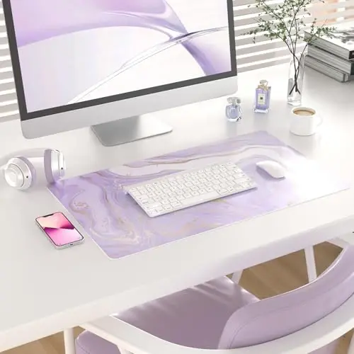 Colorful Star Large Mouse Pad, PU Leather Waterproof Desk Mat, Computer Gaming Mouse Pad, XXL Extended Full Mousepad Non Slip Desk Pad for School Office Home 23.6