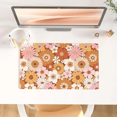 Colorful Star Large Mouse Pad, PU Leather Waterproof Desk Mat, Computer Gaming Mouse Pad, XXL Full Desk Mousepad Non Slip Desk Pad for School Office Home 23.6