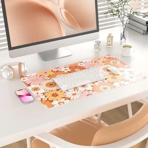 Colorful Star Large Mouse Pad, PU Leather Waterproof Desk Mat, Computer Gaming Mouse Pad, XXL Full Desk Mousepad Non Slip Desk Pad for School Office Home 23.6