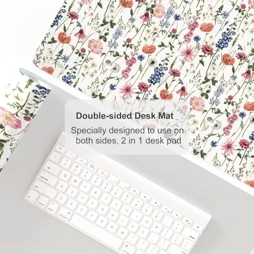 Colorful Star Large Mouse Pad, Watercolor Floral Desk Mat Office Supplies, Waterproof Faux Leather Big Gaming Mousepad for Women Girls, Flowers Desk Pad Home Office Décor Accessories 23.6