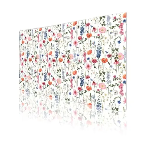 Colorful Star Large Mouse Pad, Watercolor Floral Desk Mat Office Supplies, Waterproof Faux Leather Big Gaming Mousepad for Women Girls, Flowers Desk Pad Home Office Décor Accessories 23.6