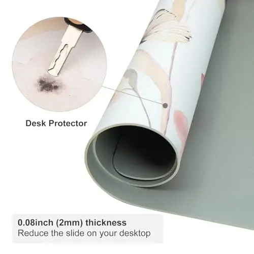 Colorful Star Large Mouse Pad, Watercolor Floral Desk Mat Office Supplies, Waterproof PU Leather Gaming Mousepad for Women Girls, Butterflies Desk Pad Home Office Décor Accessories 23.6
